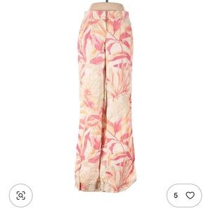 Chicos Floral Tropical Linen Relaxed Wide Leg Pants size 3 (16-18 XL)